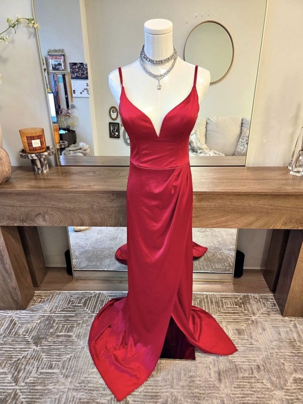 Windsor Red Satin-Style Maxi Gown